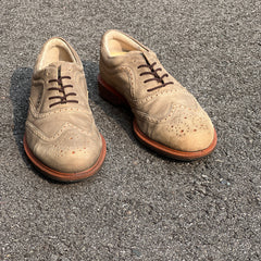 Men’s Ecco Wing-Tip Cleat-less Golf Shoe 44EU • Taupe NuBuck • Hydromax Leather
