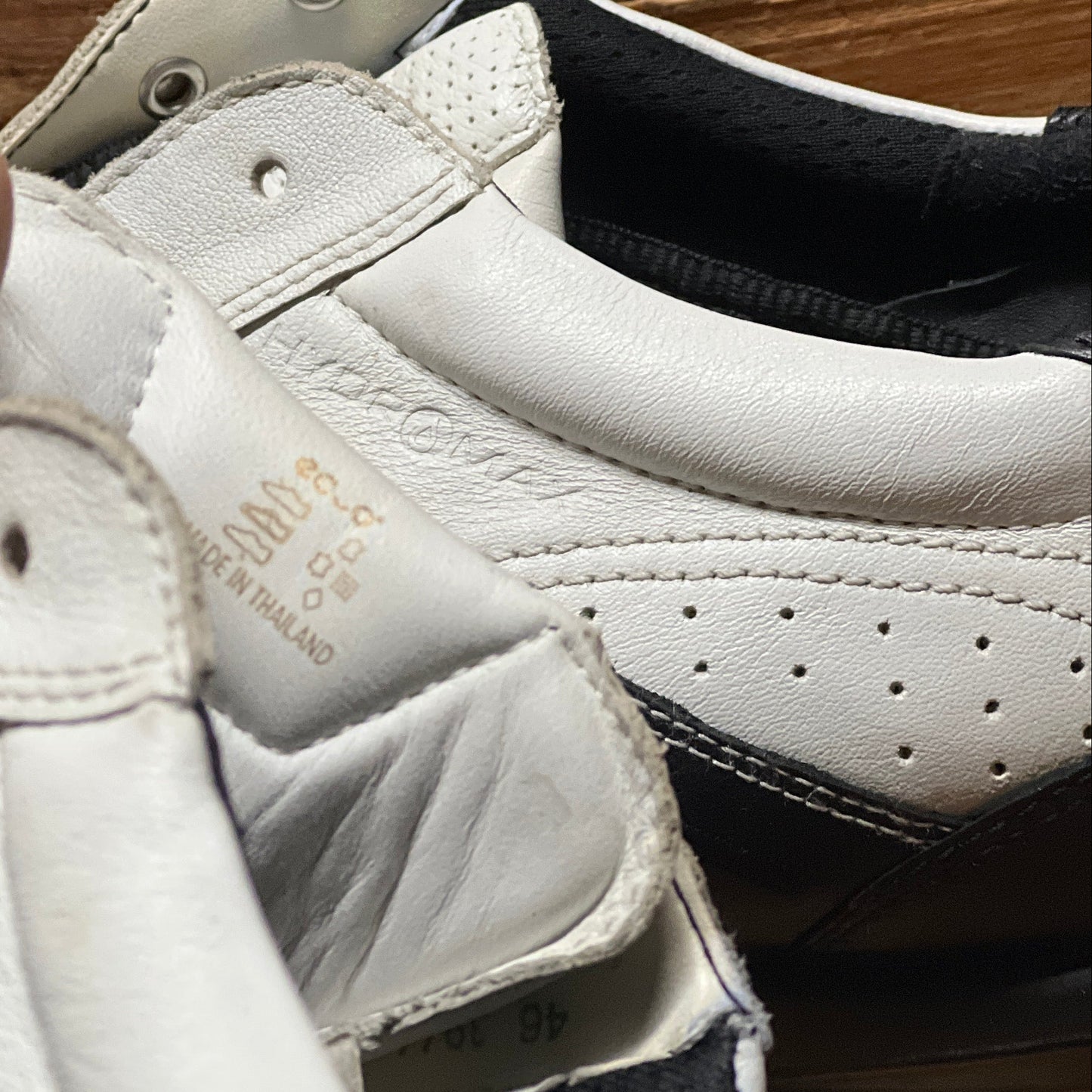 Men’s Ecco Hydomax Cleated Golf Shoe • White/Black ydromax Leather • Size 46