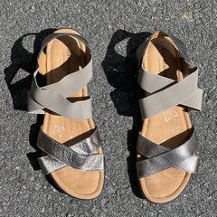 Comfortiva Women’s Keegan X-Strap Slip-on Sandal 11M Anthracite Leather/Stretch