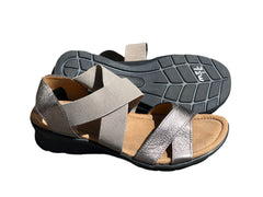 Comfortiva Women’s Keegan X-Strap Slip -on Sandal 7.5W Anthracite Leather/Stretch