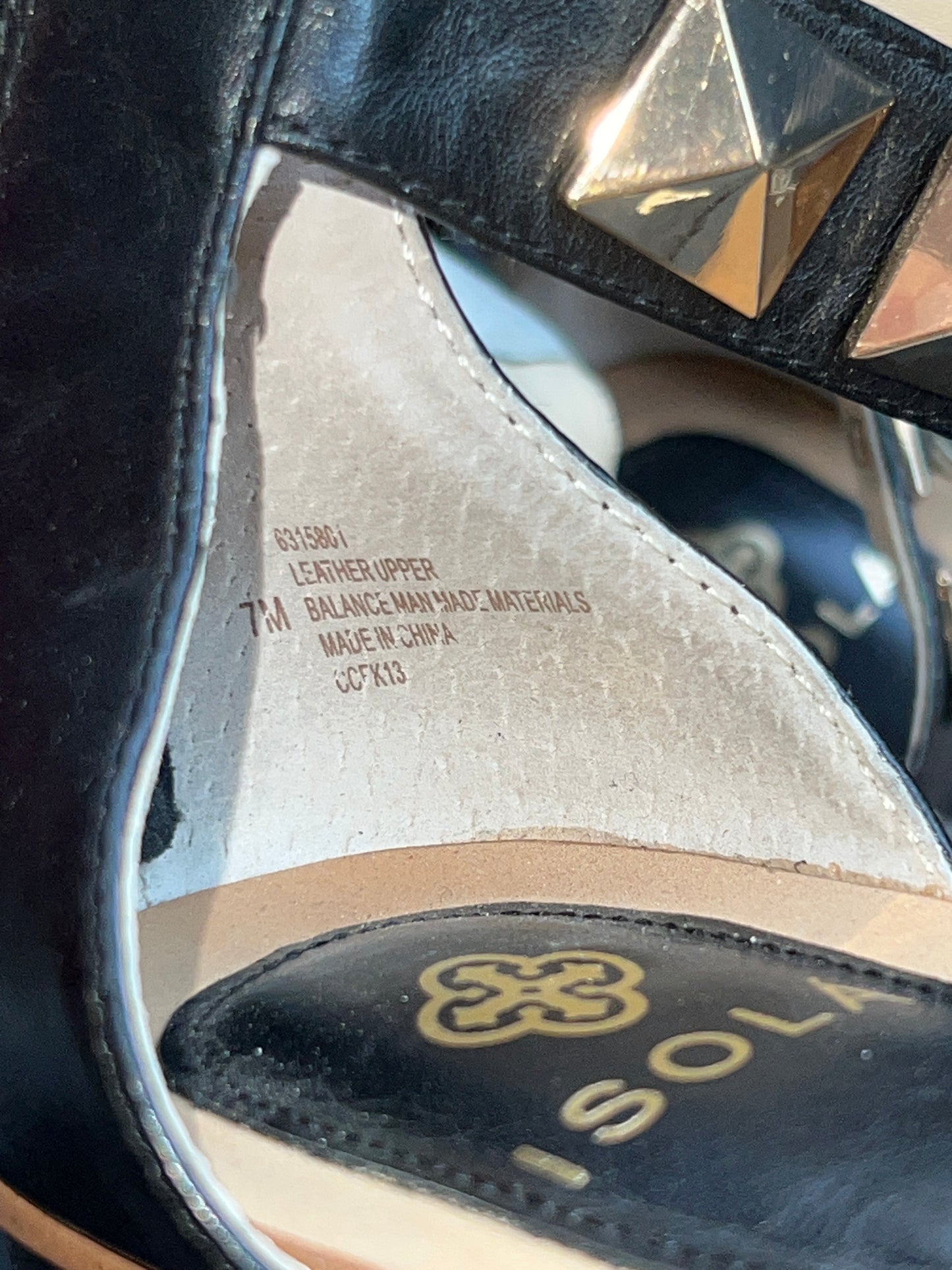 Isola Women's •Adette• Studded Sandal 7M Black Leather