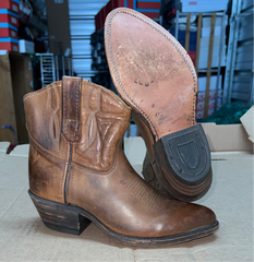 HH Brown bench made western boot 38M, brown leather
