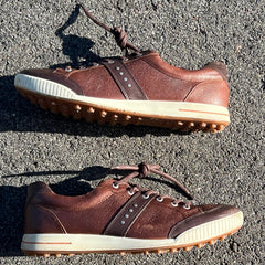 Men’s Ecco Street Premier Cleat-less Golf Shoe 46EU • Brown Reptile Embossed Hydromax Leather