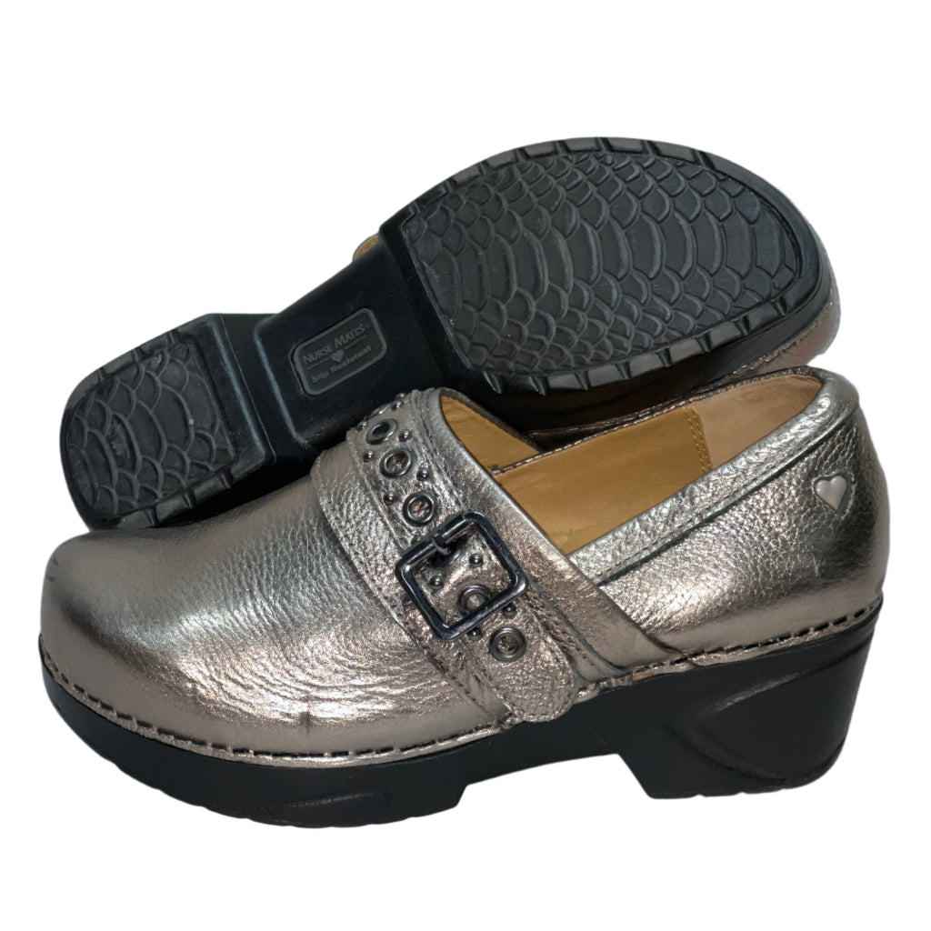 Women’s Nurse Mates chelsea Pillow-top Clog 7M Anthracite Leather