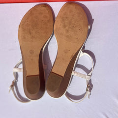 Woman’s Isola Trista T-strap Jeweled Sandal 10M White Leather