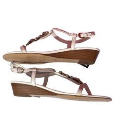 Woman’s Isola Trista T-strap Jeweled Sandal 10M White Leather