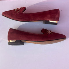 Woman’s Isola •Donna• Jeweled Smoking Shoe 7.5M Maroon Suede Leather
