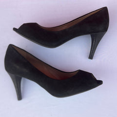 Woman’s Ecco Peep-toe Pump 39M Black Suede Leather