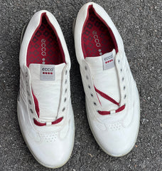 Men’s Ecco Premier Cleat-less Golf Shoe 45EU •White/ Grey• Hydromax Leather