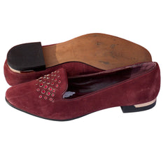 Woman’s Isola •Donna• Jeweled Smoking Shoe 7.5M Maroon Suede Leather