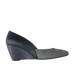 TAHARI Women's •Palace• Slip-on Wedge Grey Kid Suede/Leather