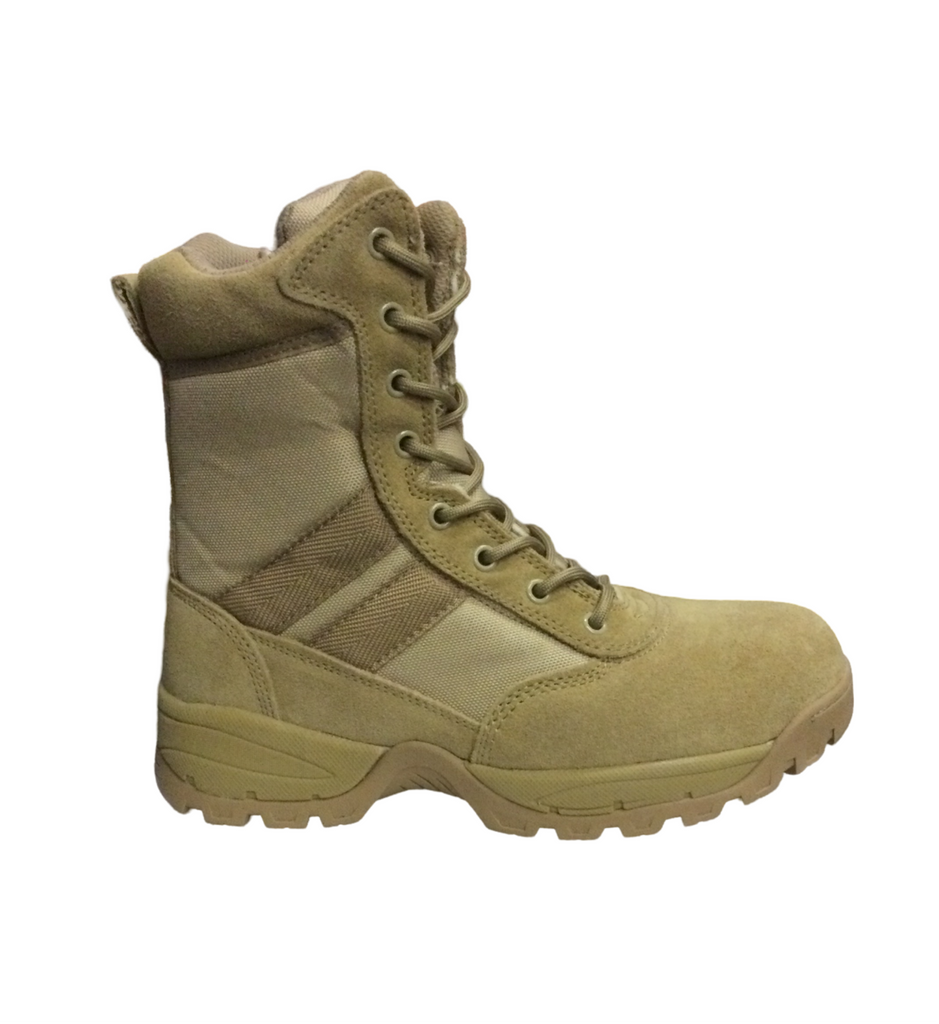 Safara NJ8821 Khaki Leather/Nylon Side-zip Soft -toe Workboot
