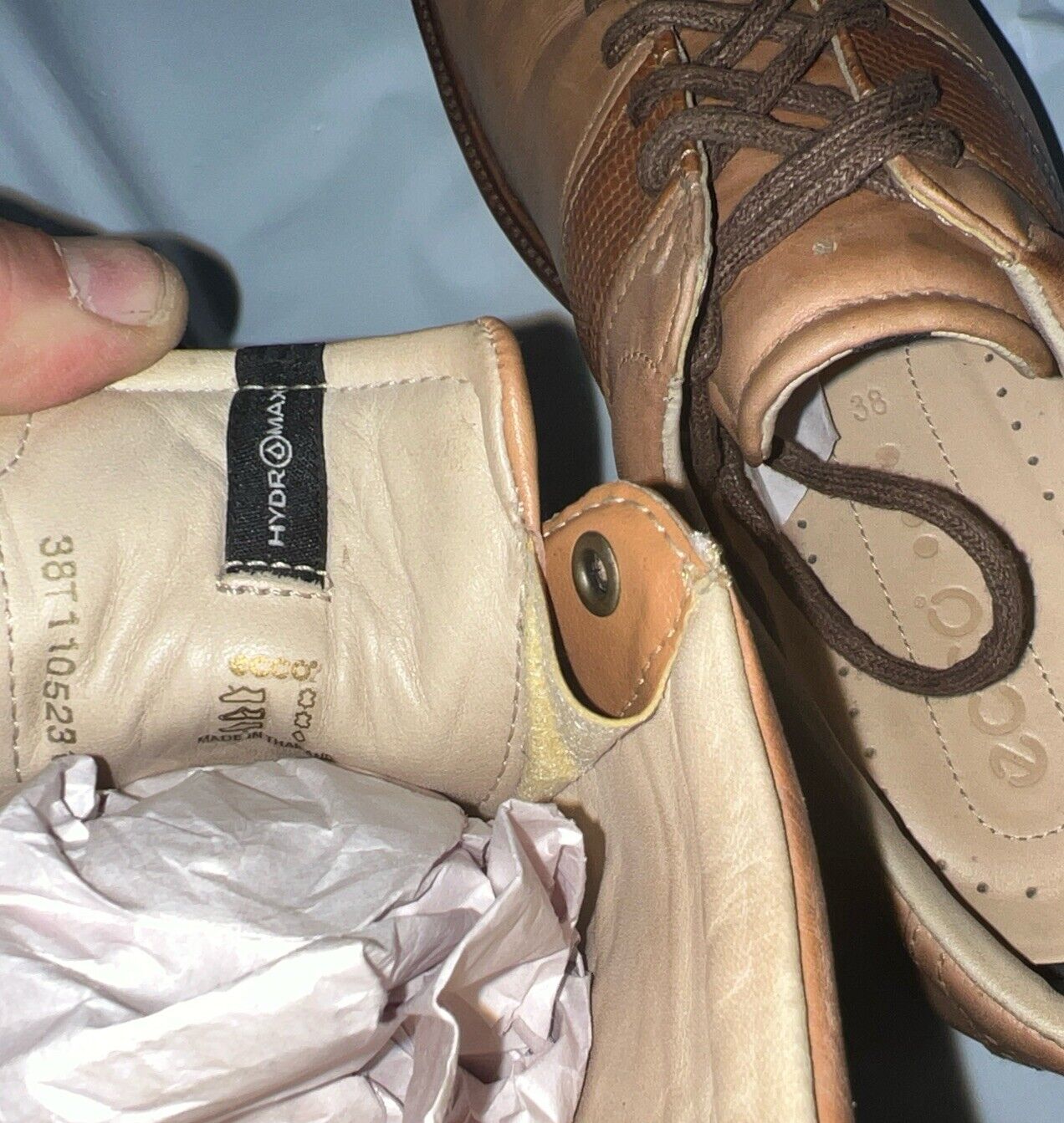 Women’s Ecco Tan Hydromax Leather Spiked Golf Shoe 38