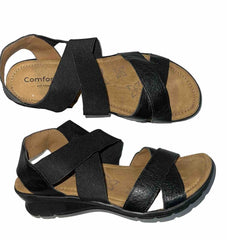 Comfortiva Women’s Keegan X-Strap Slip-on Sandal 9.5M Black Leather/Stretch
