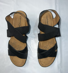 Comfortiva Women’s Keegan X-Strap Slip-on Sandal 9.5M Black Leather/Stretch