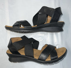 Comfortiva Women’s Keegan X-Strap Slip-on Sandal 9.5M Black Leather/Stretch