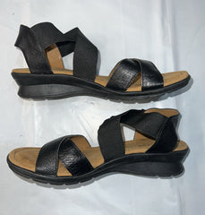 Comfortiva Women’s Keegan X-Strap Slip-on Sandal 9.5M Black Leather/Stretch