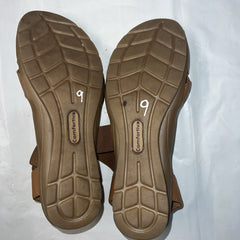 Comfortiva Women’s Keegan X-Strap Slip-on Sandal 9M Tan Leather/Stretch