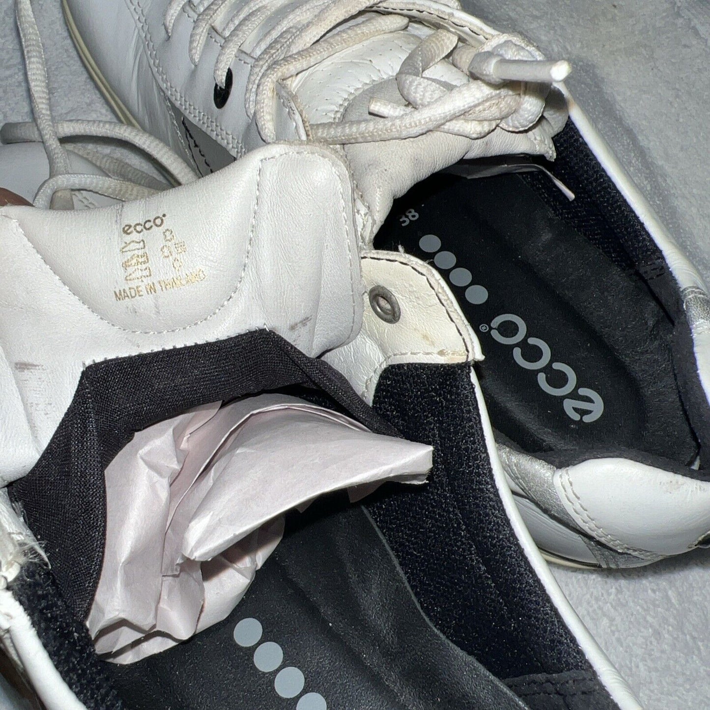 Women’s Ecco Spiked Golf Shoe 38EU White/Silver Gortex Leather