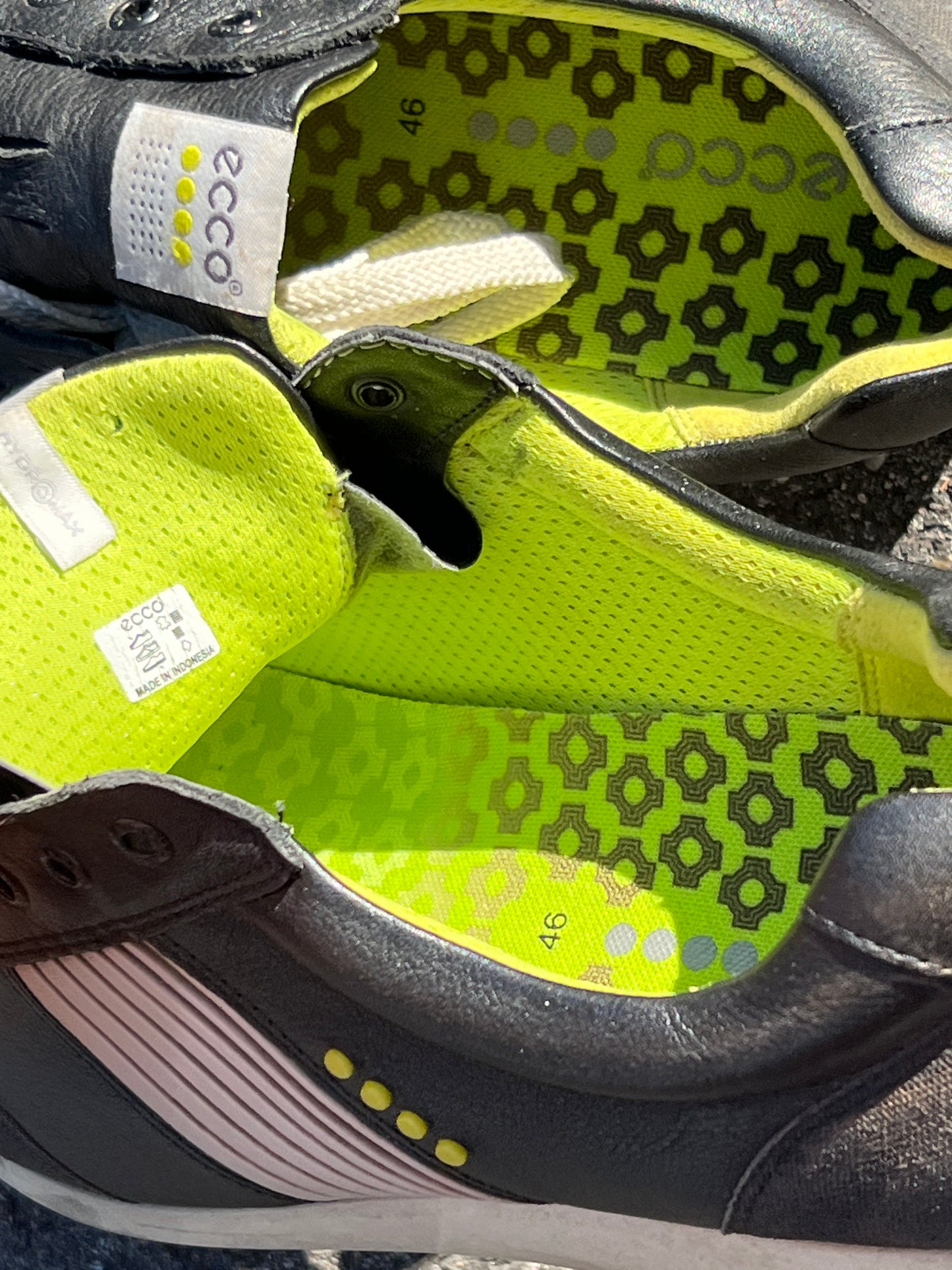 Men’s Ecco Street Premier Cleat-less Golf Shoe 46EU • Black/White/Citron • Leather