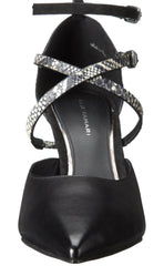 Elie TAHARI Women's Dietrich Strappy Pointed-toe Pump - Black/Black-White Leather/Embossed Reptile 40M
