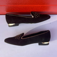 Woman’s Isola •Donna• Jeweled Smoking Shoe 6M Black Suede Leather