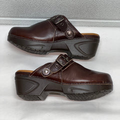 Women’s Nurse Mates Casey Pillow-top Open-back Clog 9M Brown Leather