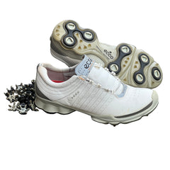 Women’s Ecco Biom spiked Golf Shoes 38EU -white/grey- Hydromax Yak Leather