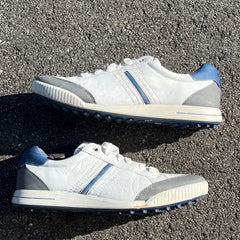 Men’s Ecco Street Premier Cleat-less Golf Shoe 44EU •White/Blue• Hydromax Leather