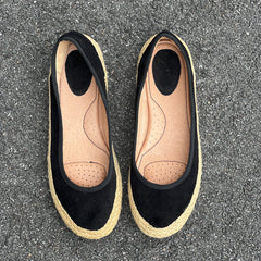 Woman’s Sofft Jute Wrapped Almond-toe Suede Slip-on 7.5M Black Leather