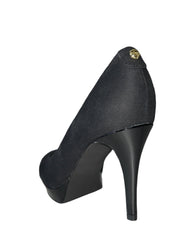 Tahari Womens -Sophia- Black Canvas Platform Pump