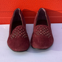 Woman’s Isola •Donna• Jeweled Smoking Shoe 7.5M Maroon Suede Leather