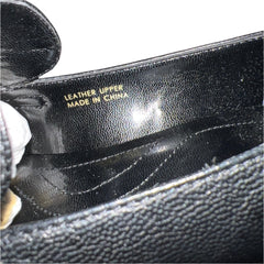 TAHARI Women's Lulu Chunky-Heeled Gold Chain Loafer - Black Leather 7M