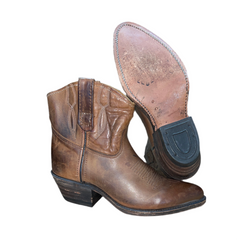 HH Brown bench made western boot 38M, brown leather