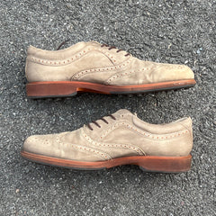 Men’s Ecco Wing-Tip Cleat-less Golf Shoe 44EU • Taupe NuBuck • Hydromax Leather