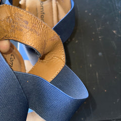 Comfortiva Women’s Keegan X-Strap Slip -on Sandal 6.5M Navy Leather/Stretch
