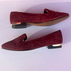 Woman’s Isola •Donna• Jeweled Smoking Shoe 7.5M Maroon Suede Leather