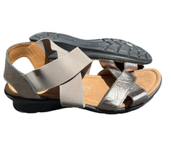 Comfortiva Women’s Keegan X-Strap Slip-on Sandal 11M Anthracite Leather/Stretch
