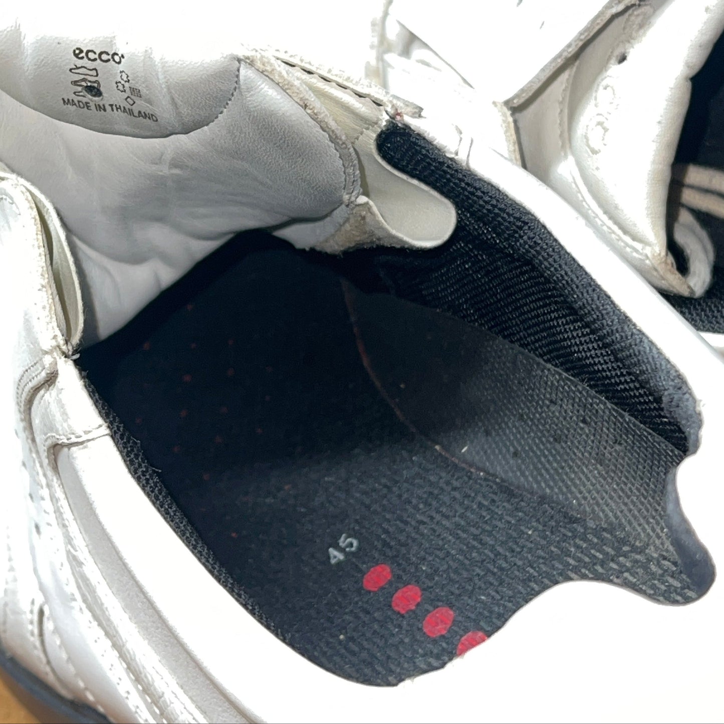 Men’s Ecco Cleated Golf Shoe • White Leather • Size 45