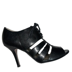 TAHARI Women's •Lido• Peep-toe Strappy Oxford Pump 8M Black Leather