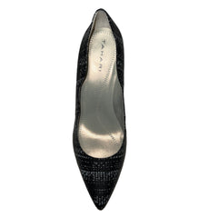 TAHARI Women's Charter Scalloped -edge Pointed-toe Pump - Black/White Embossed Reptile 8M