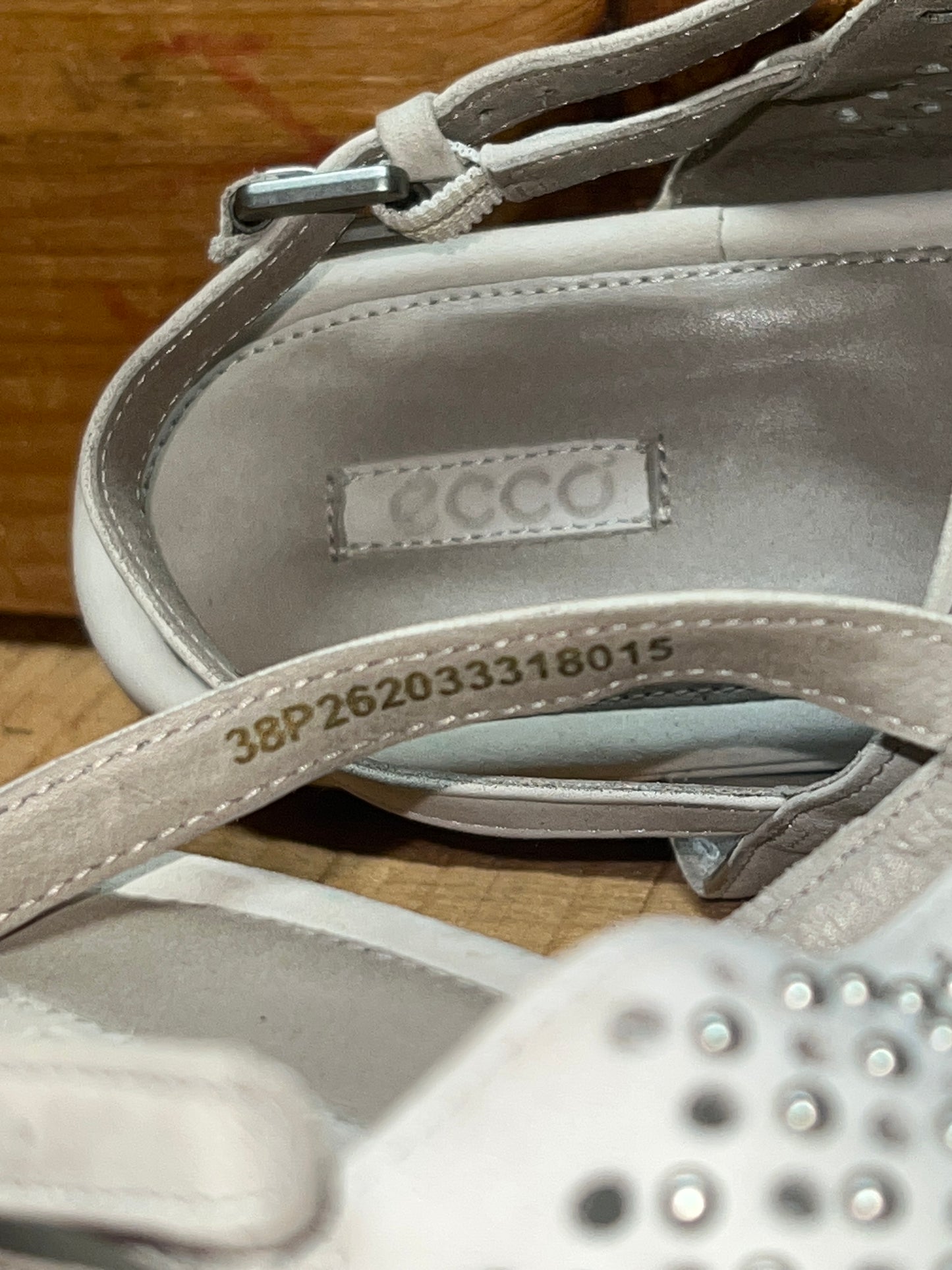 Women's Ecco Low wedge Sling-back Sandal 38 Taupe Grey Nubuck Leather