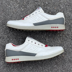 Men’s Ecco Premier Cleat-less Golf Shoe 45EU •White/ Grey• Hydromax Leather