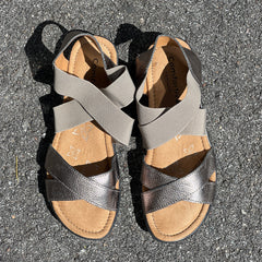 Comfortiva Women’s Keegan X-Strap Slip -on Sandal 6.5M Anthracite Leather/Stretch