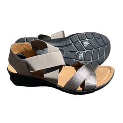 Comfortiva Women’s Keegan X-Strap Slip -on Sandal 8.5M Anthracite Leather/Stretch
