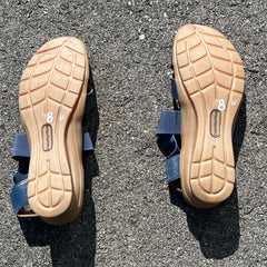 Comfortiva Women’s Keegan X-Strap Slip -on Sandal 8W Navy Leather/Stretch