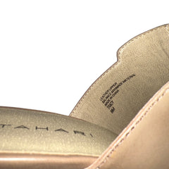 TAHARI Women's Tracy High-Heeled Peep- toe Slide - Taupe Leather 8M