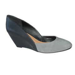 TAHARI Women's •Palace• Slip-on Wedge Grey Kid Suede/Leather