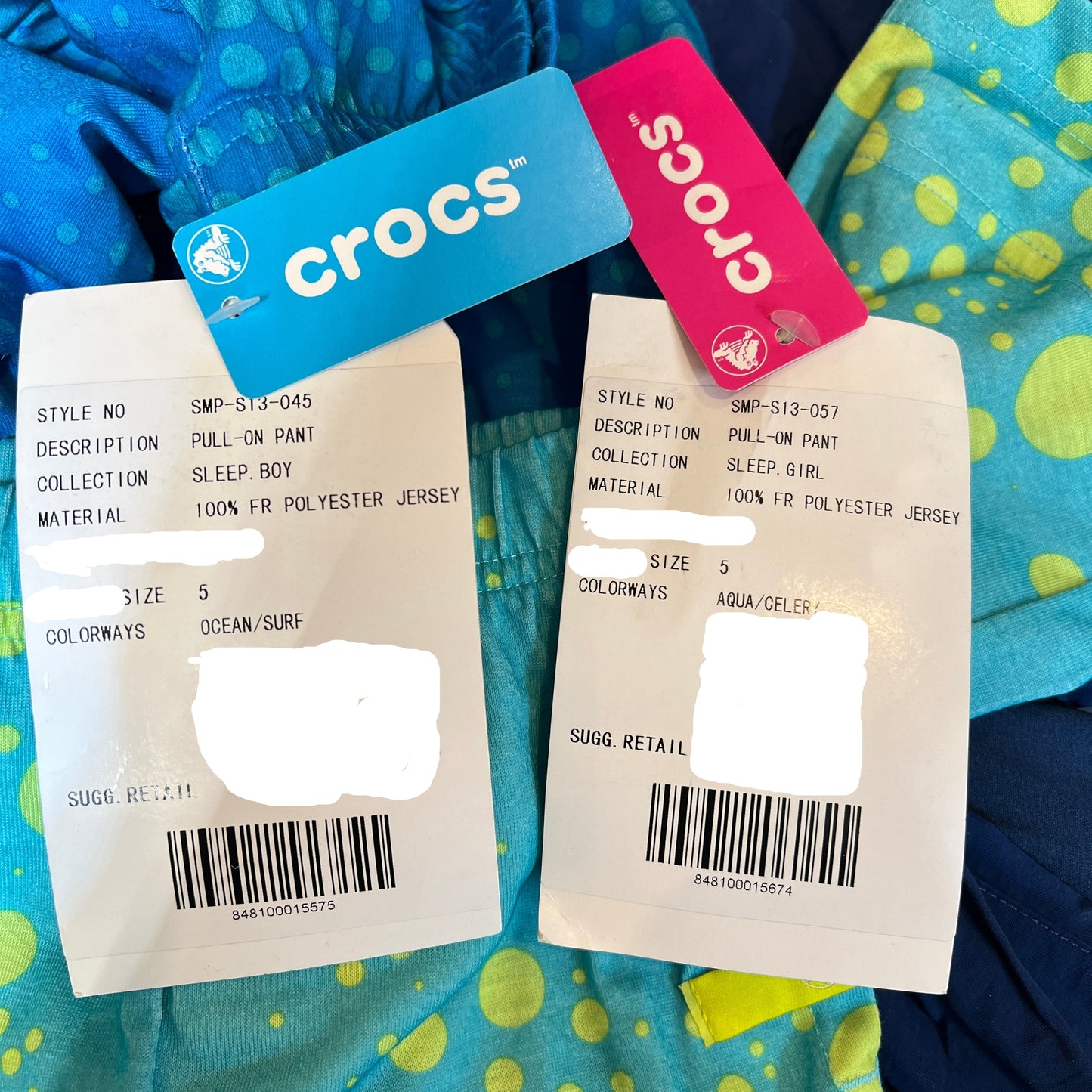 2 pair Children's Crocs Pull-on Sleep Pant - Size 5