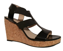 ADRIENNE VITTADINI Women's •Chari• Cork Wedge Sandal 9.5M Black